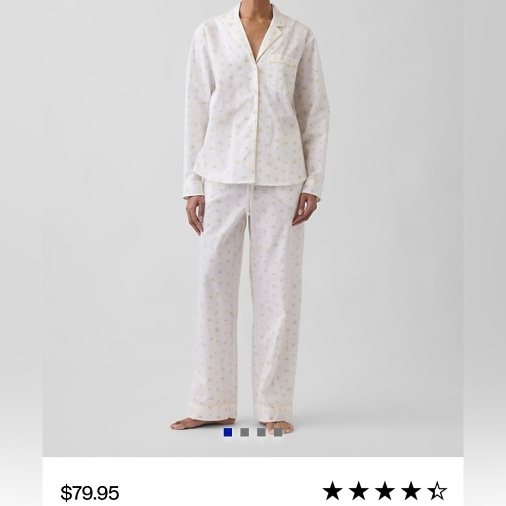 GAP White Pajama Set Yellow Ditsy Floral